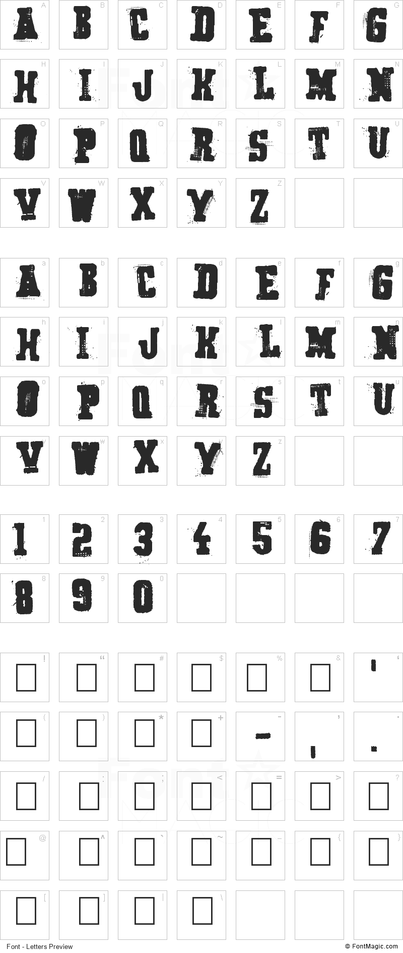 Secret Agency Font - All Latters Preview Chart